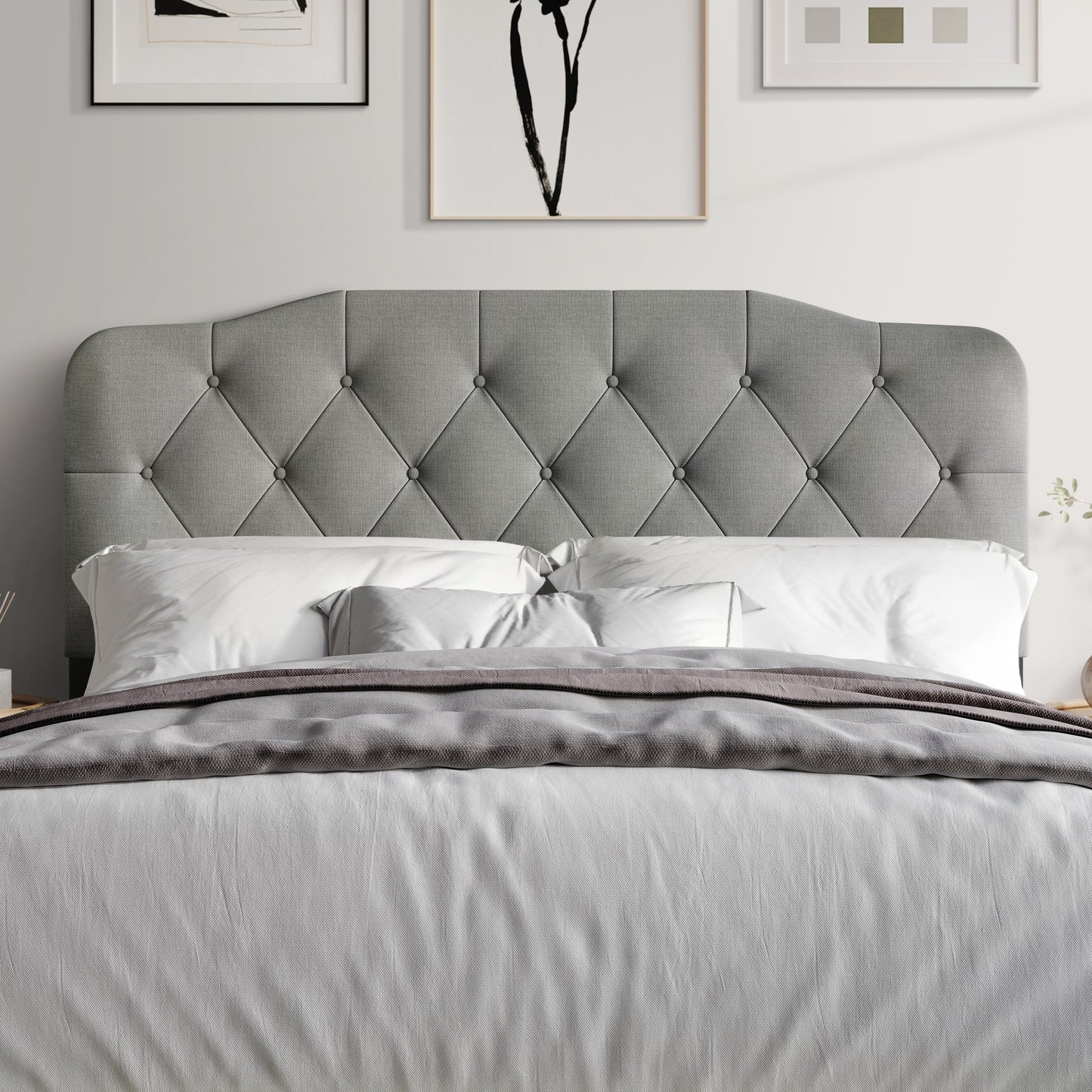 CraftPorch Elegant Button-Tufted Upholstered Headboard