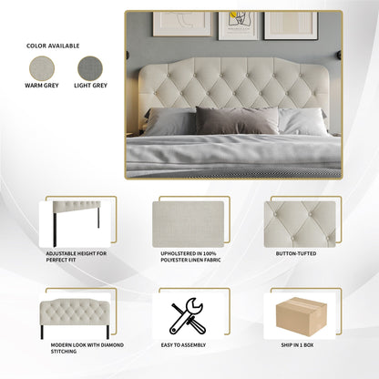 CraftPorch Elegant Button-Tufted Upholstered Headboard