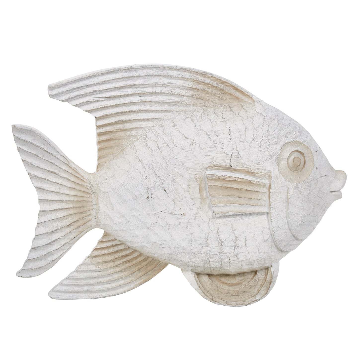 Sagebrook Home Coastal Whitewash Fish Sculpture for Living Room, Bedroom or Office Decor