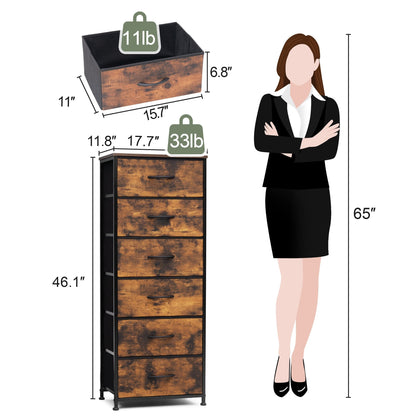 Crestlive Products 6 Drawers Vertical Dresser Storage Tower with Wood Top