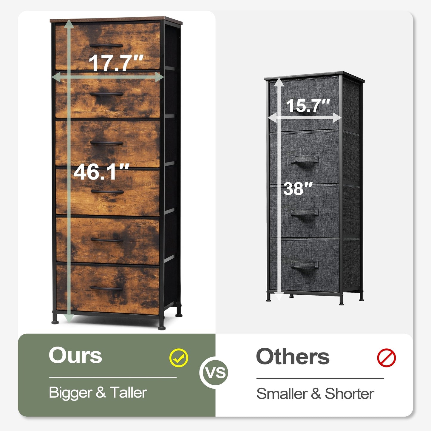 Crestlive Products 6 Drawers Vertical Dresser Storage Tower with Wood Top