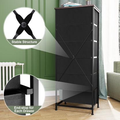 Crestlive Products 6 Drawers Vertical Dresser Storage Tower with Wood Top