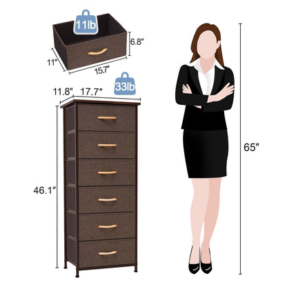 Crestlive Products 6 Drawers Vertical Dresser Storage Tower with Wood Top