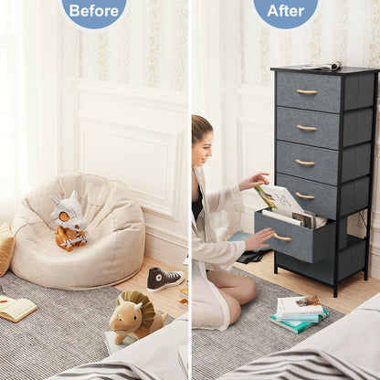 Crestlive Products 6 Drawers Vertical Dresser Storage Tower with Wood Top