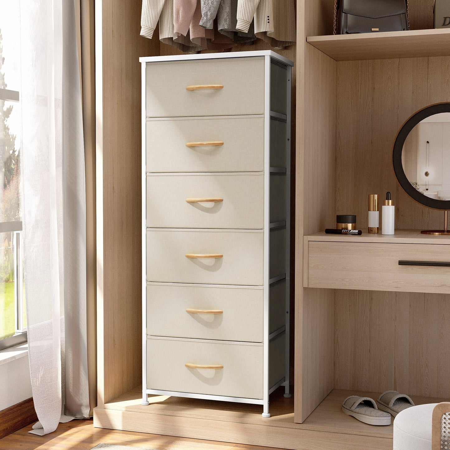 Crestlive Products 6 Drawers Vertical Dresser Storage Tower with Wood Top