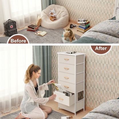 Crestlive Products 6 Drawers Vertical Dresser Storage Tower with Wood Top