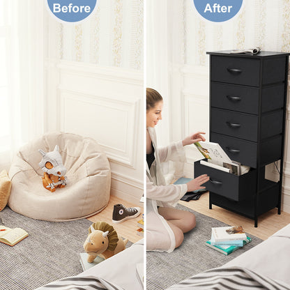 Crestlive Products 6 Drawers Vertical Dresser Storage Tower with Wood Top