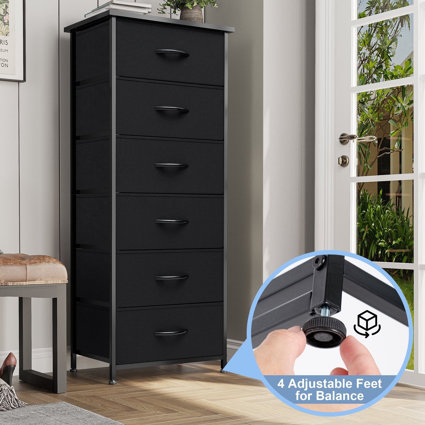 Crestlive Products 6 Drawers Vertical Dresser Storage Tower with Wood Top