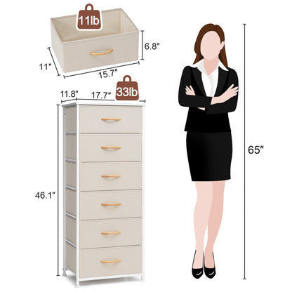 Crestlive Products 6 Drawers Vertical Dresser Storage Tower with Wood Top