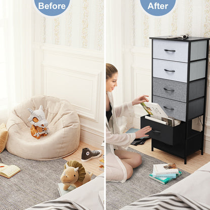 Crestlive Products 6 Drawers Vertical Dresser Storage Tower with Wood Top