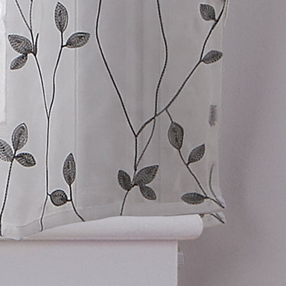 Curtainworks Botanical Embroidery Valance and Tier Pair Curtain Collection