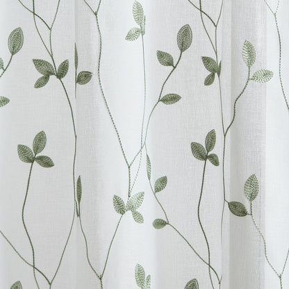 Curtainworks Botanical Embroidery Valance and Tier Pair Curtain Collection