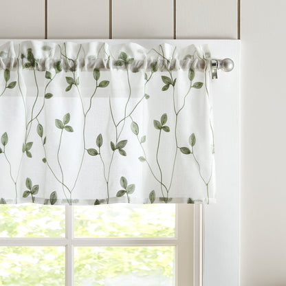 Curtainworks Botanical Embroidery Valance and Tier Pair Curtain Collection