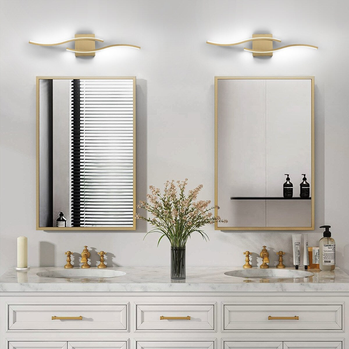 Curve Linear LED Dimmable 23.6-in W Bathroom Vanity Light Cool/Warm Light Wall Sconce