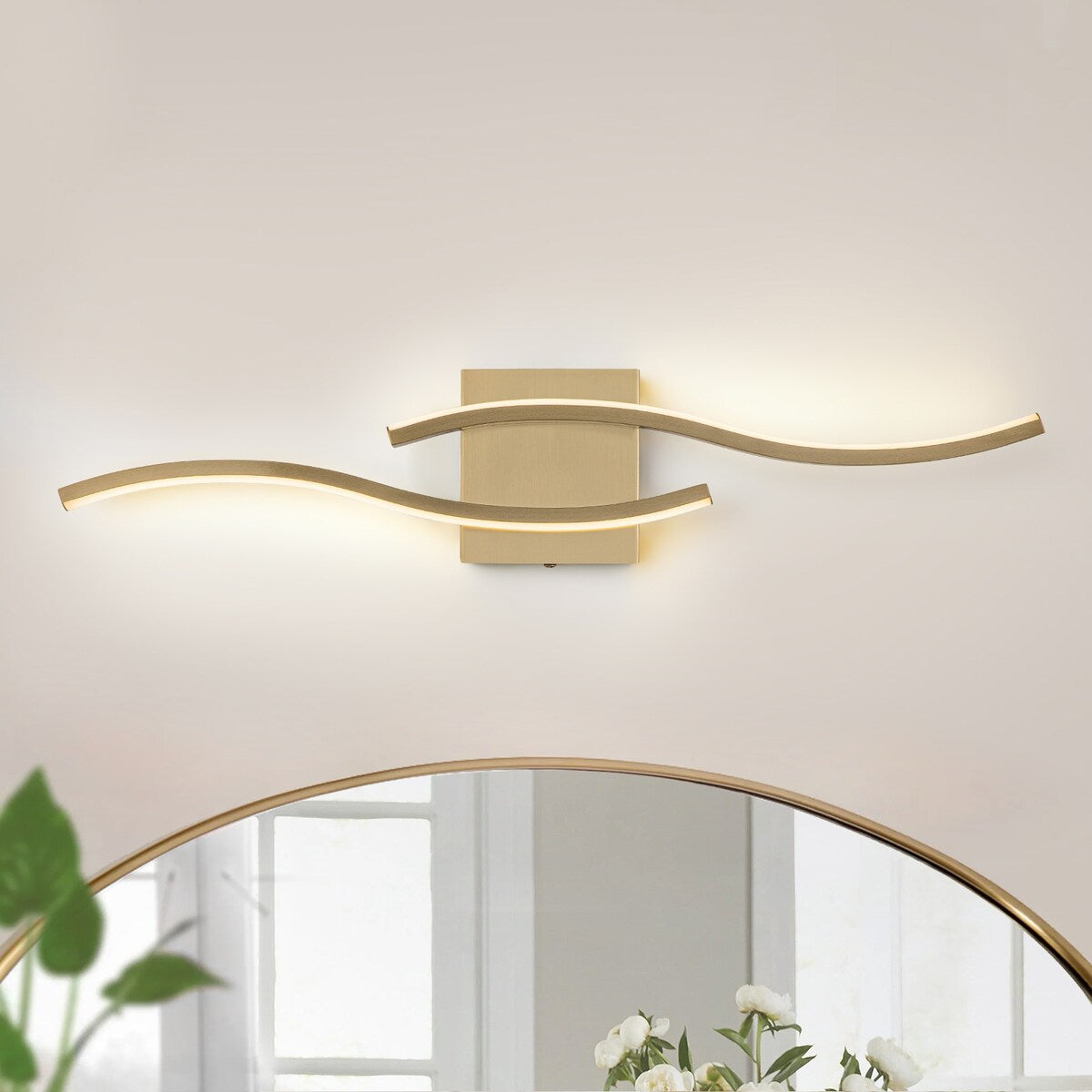 Curve Linear LED Dimmable 23.6-in W Bathroom Vanity Light Cool/Warm Light Wall Sconce