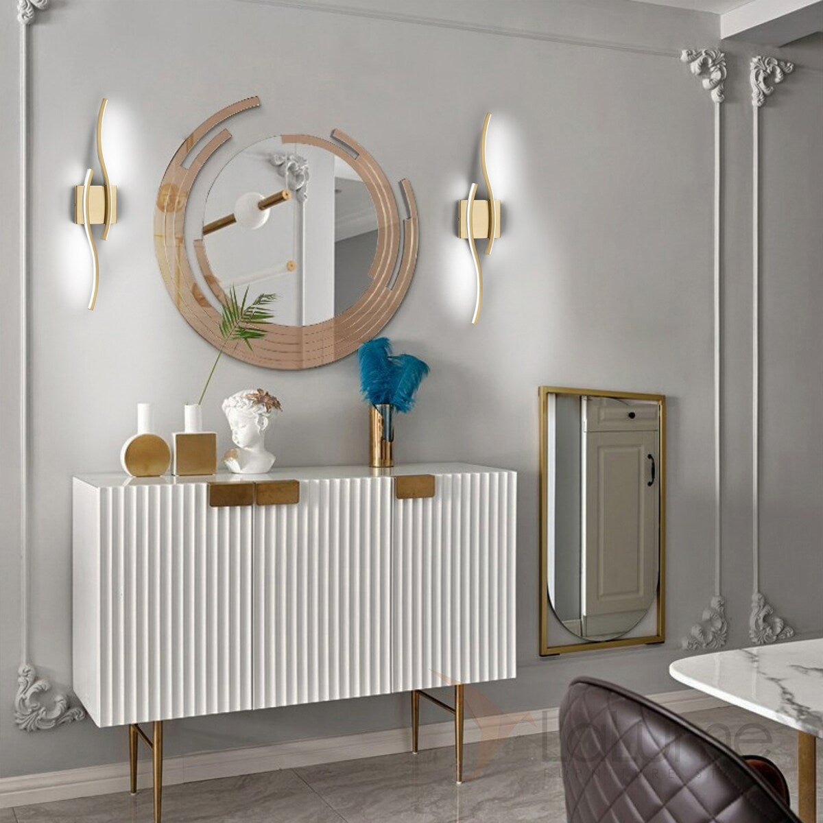 Curve Linear LED Dimmable 23.6-in W Bathroom Vanity Light Cool/Warm Light Wall Sconce