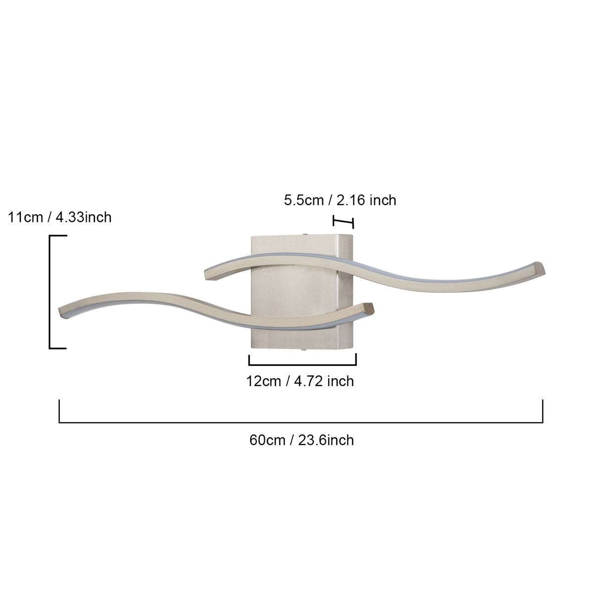 Curve Linear LED Dimmable 23.6-in W Bathroom Vanity Light Cool/Warm Light Wall Sconce