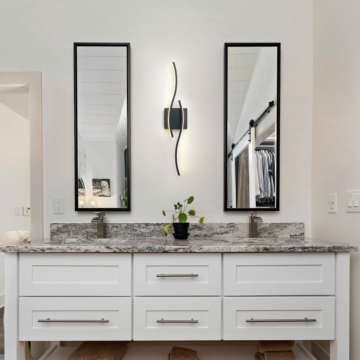 Curve Linear LED Dimmable 23.6-in W Bathroom Vanity Light Cool/Warm Light Wall Sconce