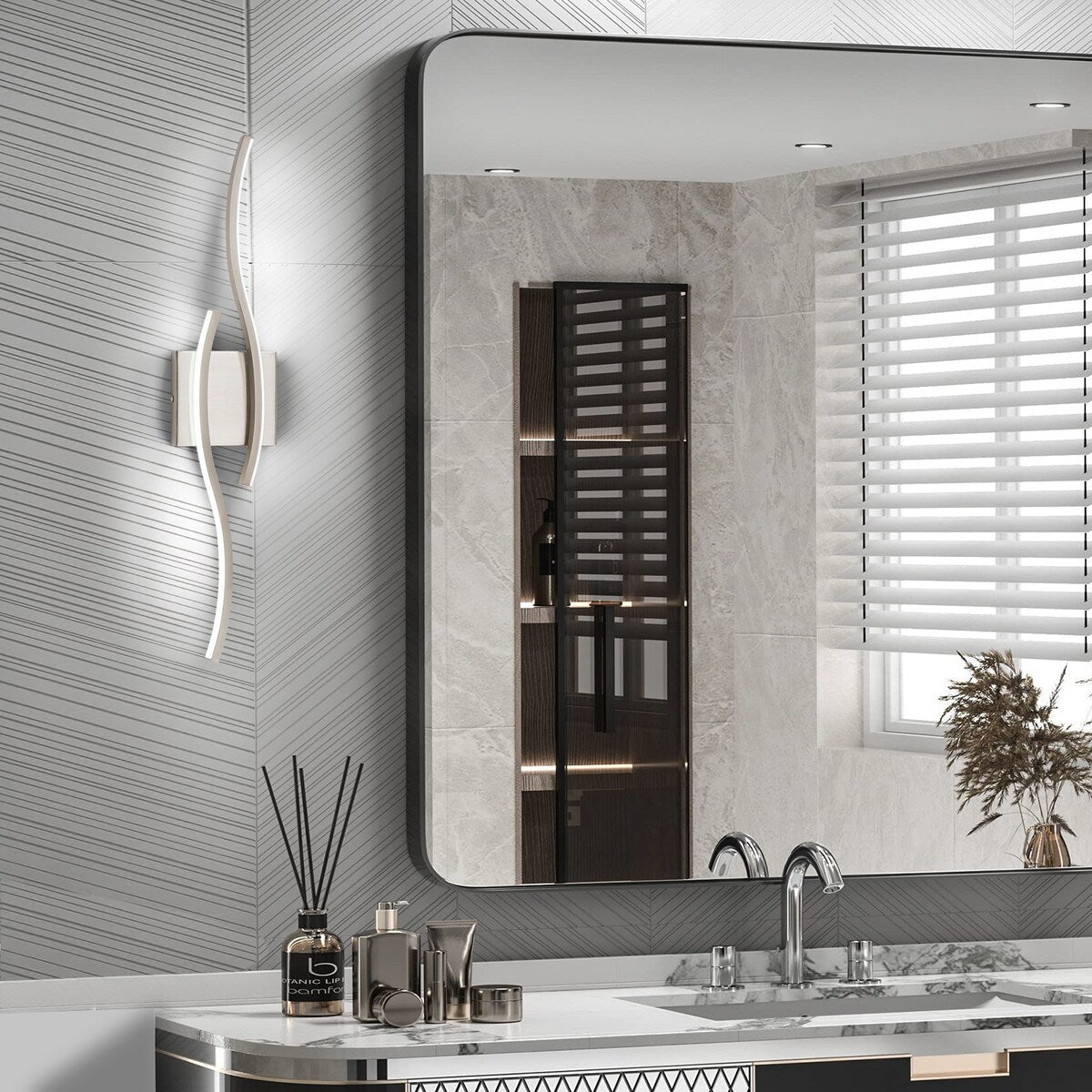 Curve Linear LED Dimmable 23.6-in W Bathroom Vanity Light Cool/Warm Light Wall Sconce