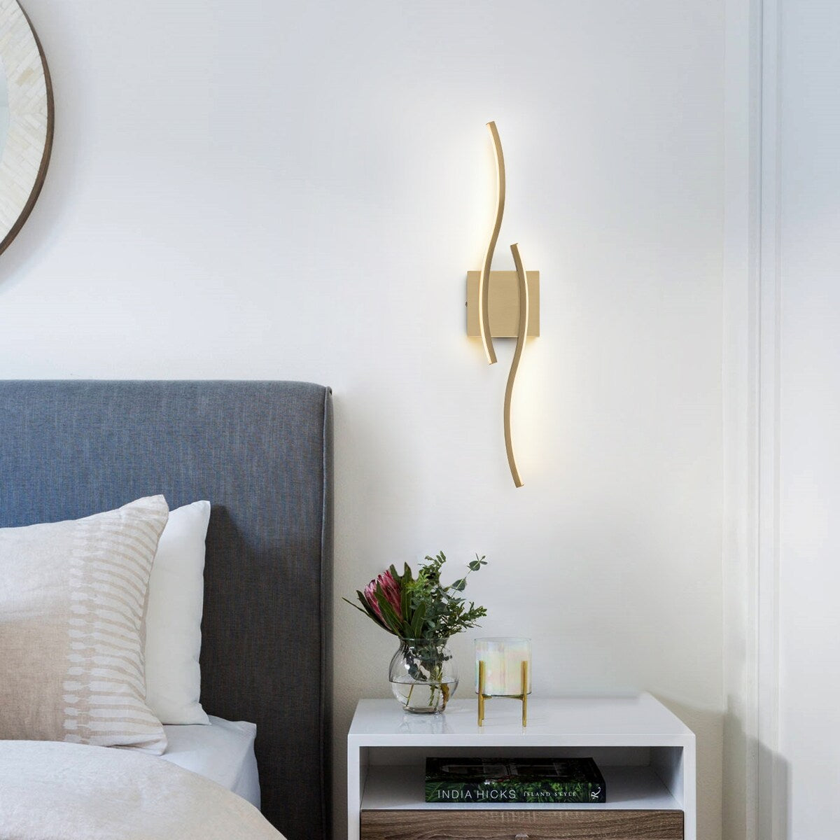 Curve Linear LED Dimmable 23.6-in W Bathroom Vanity Light Cool/Warm Light Wall Sconce