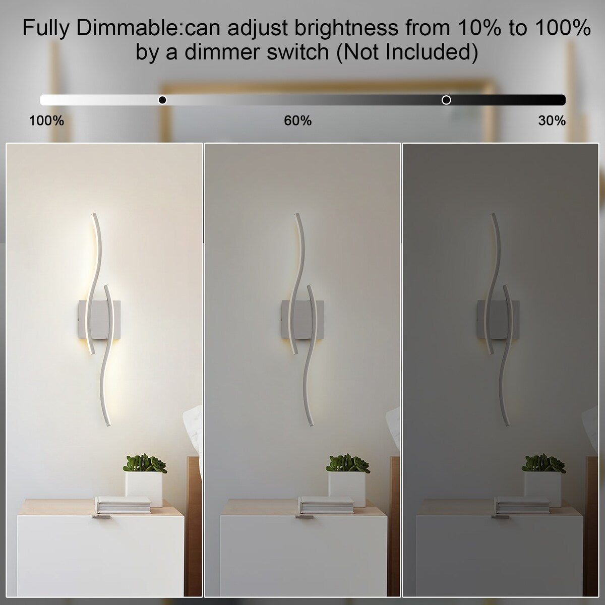 Curve Linear LED Dimmable 23.6-in W Bathroom Vanity Light Cool/Warm Light Wall Sconce