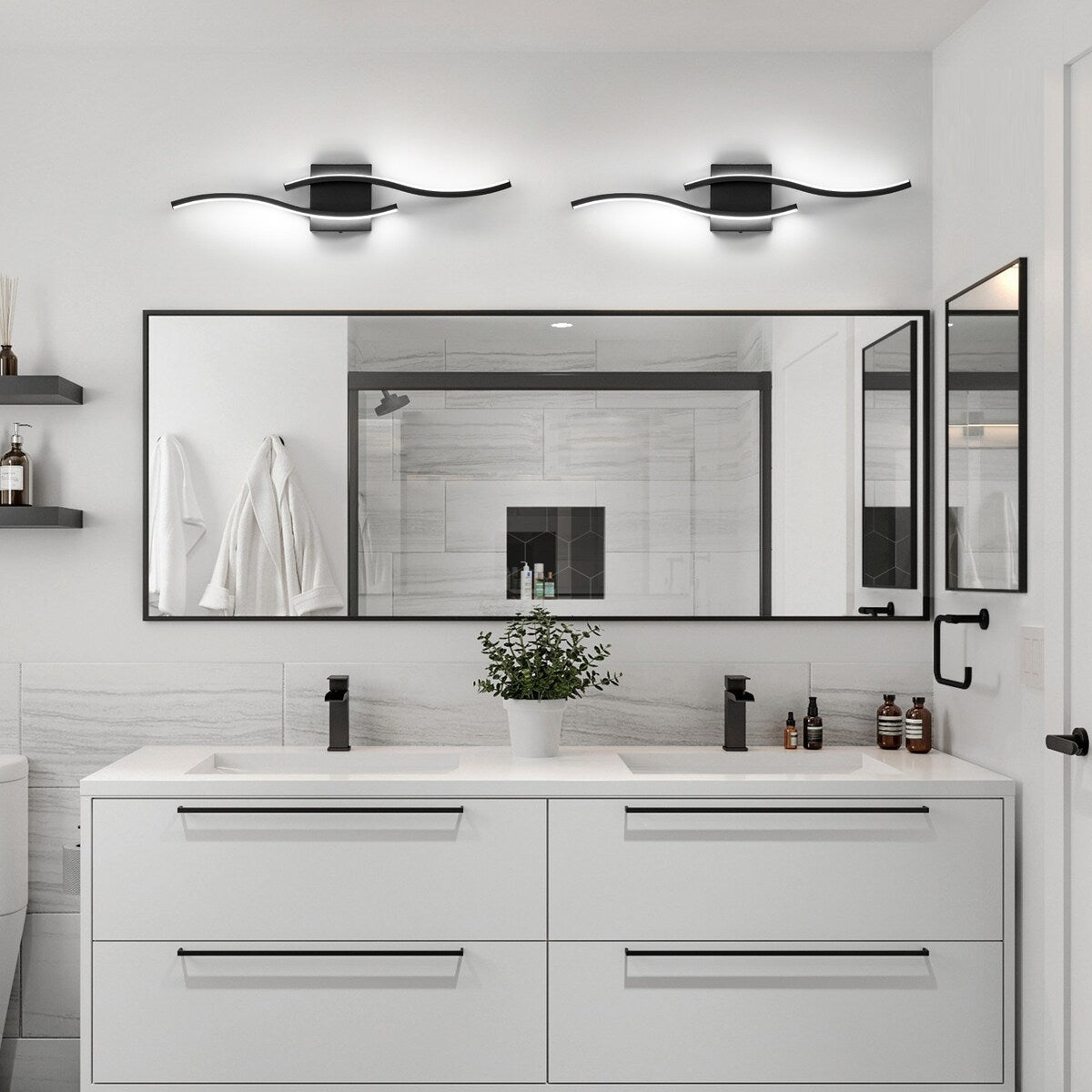 Curve Linear LED Dimmable 23.6-in W Bathroom Vanity Light Cool/Warm Light Wall Sconce