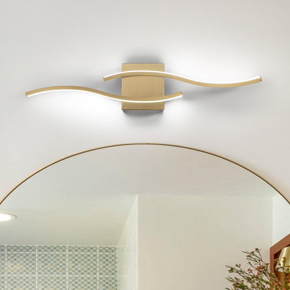 Curve Linear LED Dimmable 23.6-in W Bathroom Vanity Light Cool/Warm Light Wall Sconce