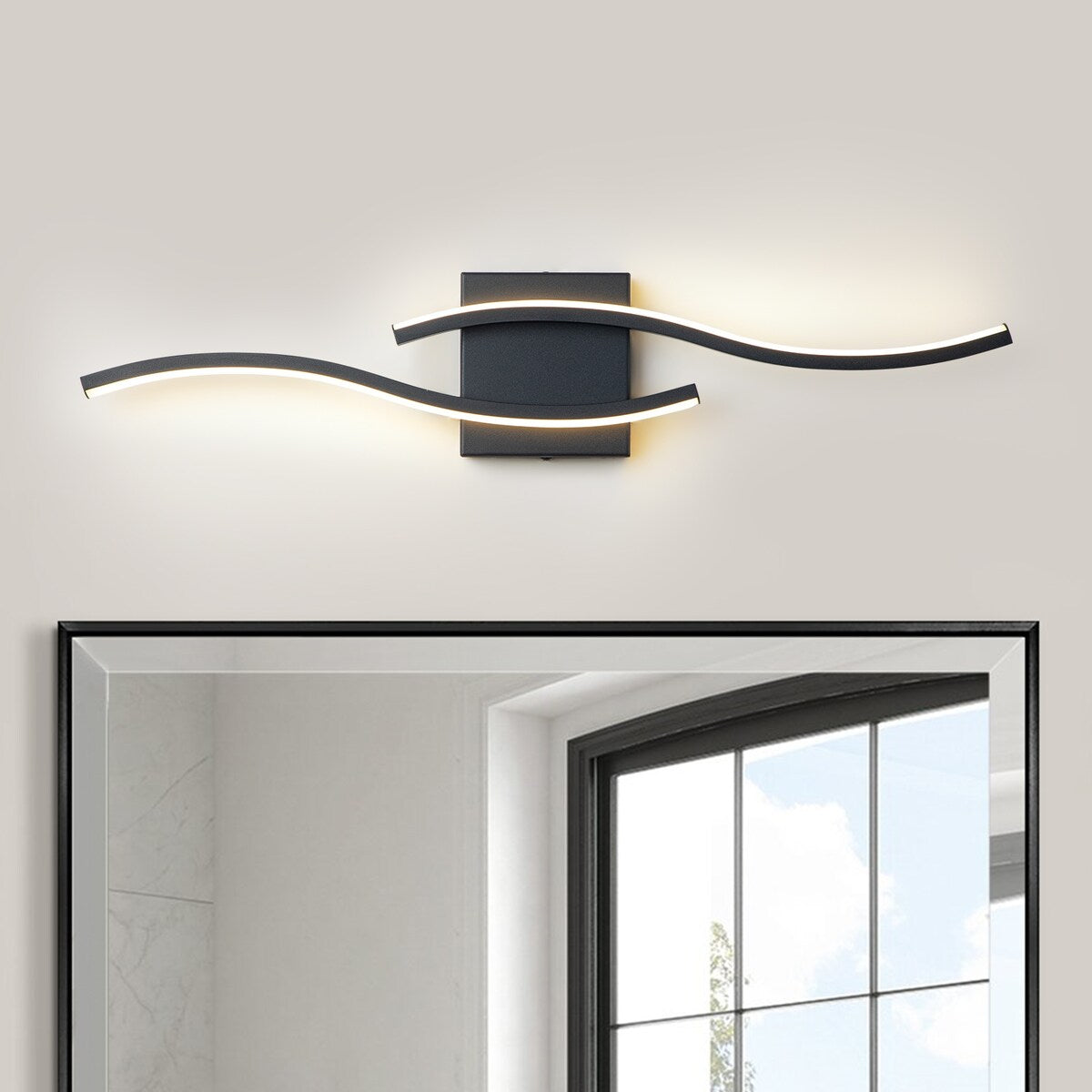 Curve Linear LED Dimmable 23.6-in W Bathroom Vanity Light Cool/Warm Light Wall Sconce