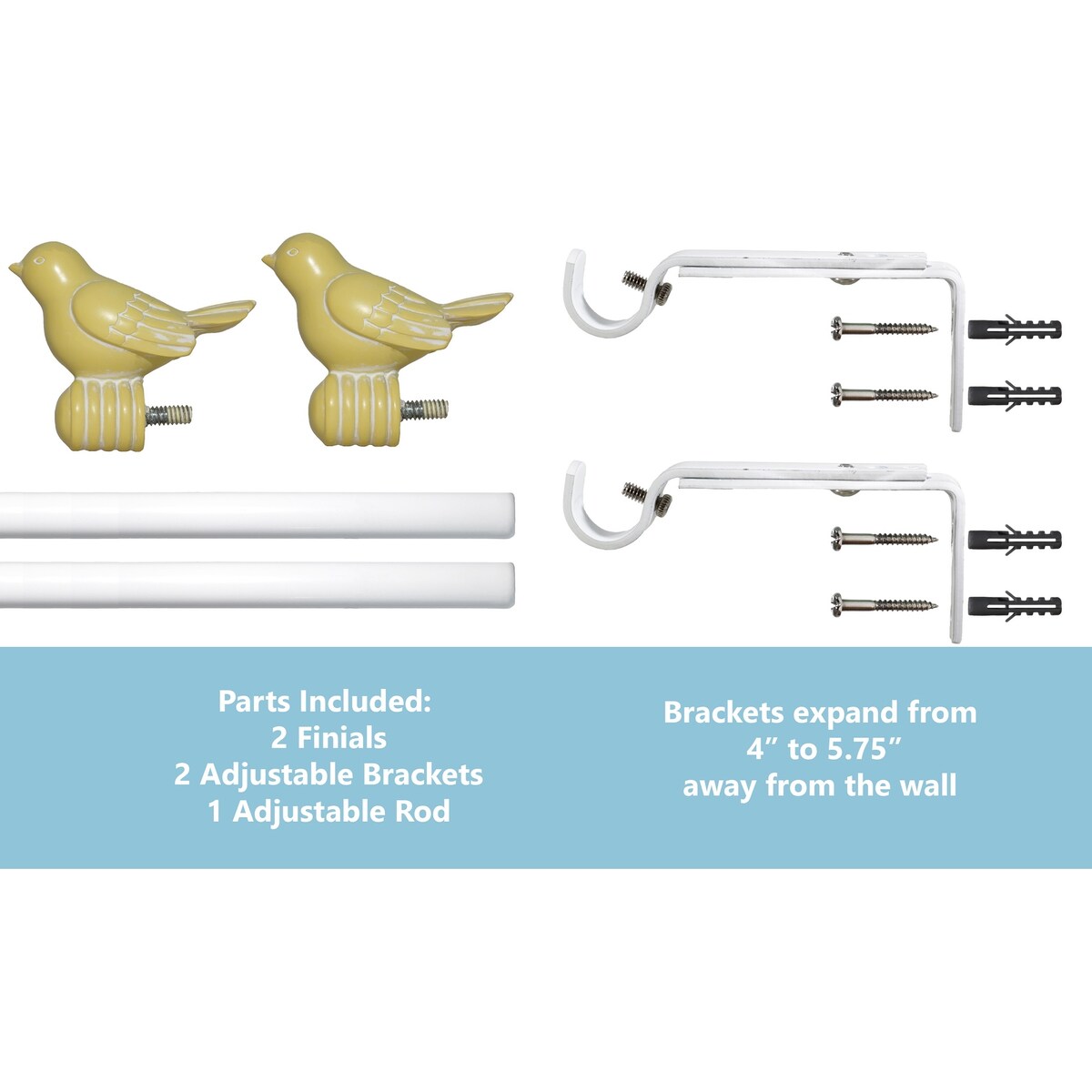 Cute Bird Finial Adjustable Decorative Designer Curtain Rod