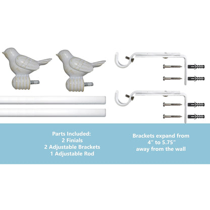 Cute Bird Finial Adjustable Decorative Designer Curtain Rod