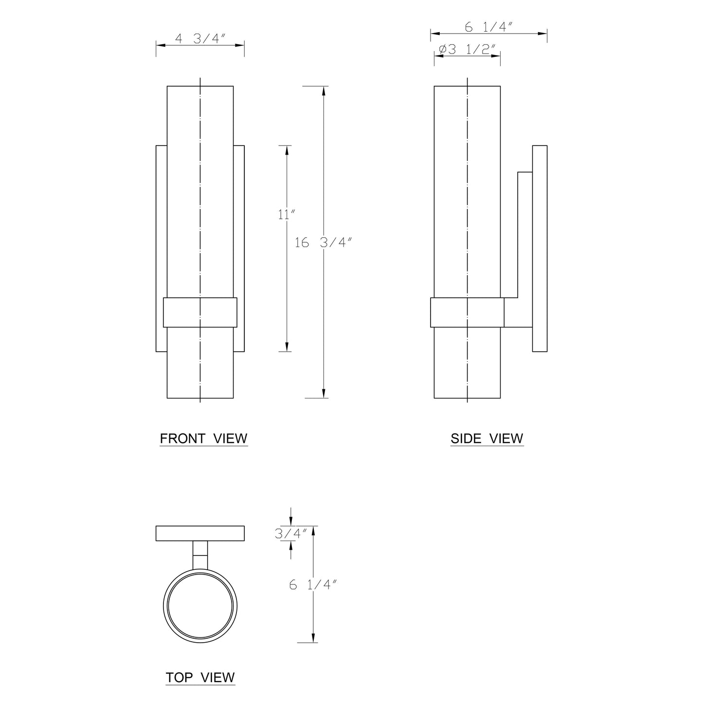 1- Light Cylindrical Clear Glass Wall Sconce