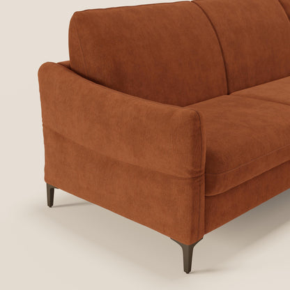 Dalia divano letto angolare con materasso alto 18 cm piedini alti e penisola contenitore in tessuto smacchiabile T17 arancio