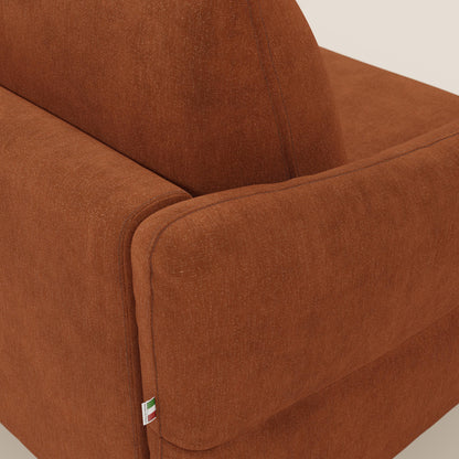 Dalia divano letto angolare con materasso alto 18 cm piedini alti e penisola contenitore in tessuto smacchiabile T17 arancio