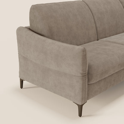 Dalia divano letto angolare con materasso alto 18 cm piedini alti e penisola contenitore in tessuto smacchiabile T17 beige