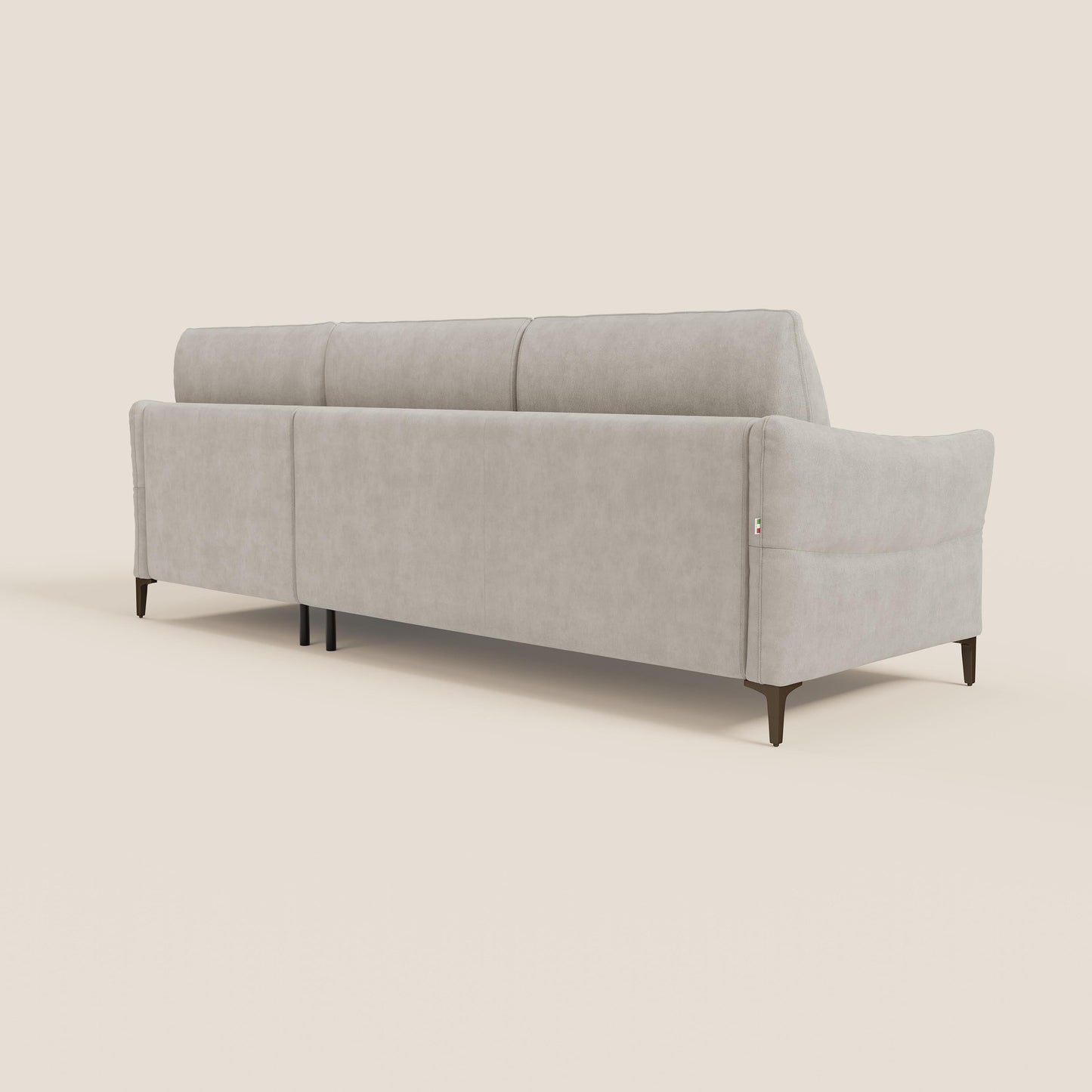 Dalia divano letto angolare con materasso alto 18 cm piedini alti e penisola contenitore in tessuto smacchiabile T17 bianco