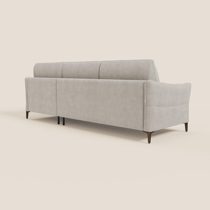 Dalia divano letto angolare con materasso alto 18 cm piedini alti e penisola contenitore in tessuto smacchiabile T17 bianco