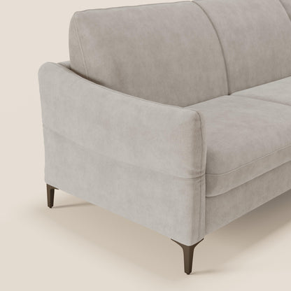 Dalia divano letto angolare con materasso alto 18 cm piedini alti e penisola contenitore in tessuto smacchiabile T17 bianco