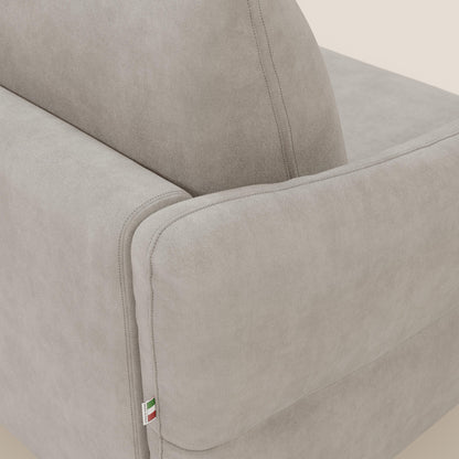 Dalia divano letto angolare con materasso alto 18 cm piedini alti e penisola contenitore in tessuto smacchiabile T17 bianco