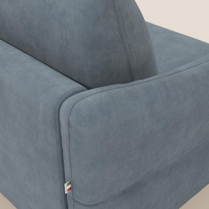 Dalia divano letto angolare con materasso alto 18 cm piedini alti e penisola contenitore in tessuto smacchiabile T17 carta da zucchero