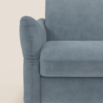 Dalia divano letto angolare con materasso alto 18 cm piedini alti e penisola contenitore in tessuto smacchiabile T17 carta da zucchero