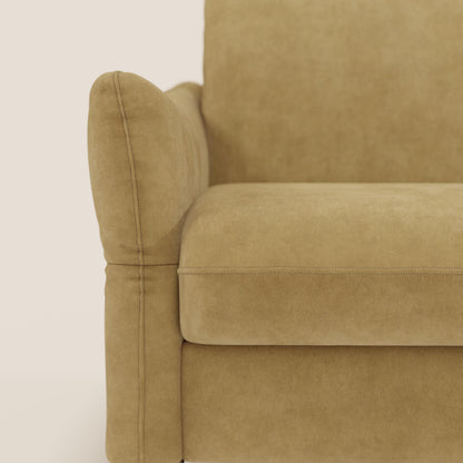 Dalia divano letto angolare con materasso alto 18 cm piedini alti e penisola contenitore in tessuto smacchiabile T17 giallo