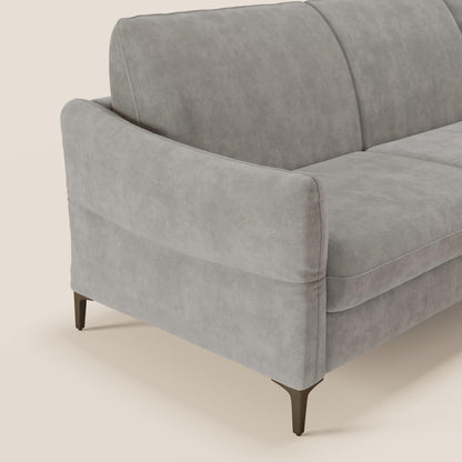 Dalia divano letto angolare con materasso alto 18 cm piedini alti e penisola contenitore in tessuto smacchiabile T17 grigio