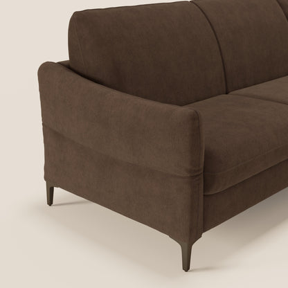 Dalia divano letto angolare con materasso alto 18 cm piedini alti e penisola contenitore in tessuto smacchiabile T17 marrone