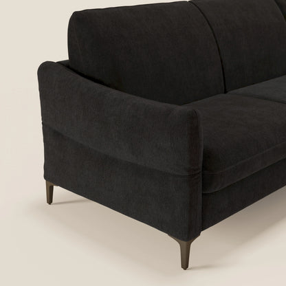 Dalia divano letto angolare con materasso alto 18 cm piedini alti e penisola contenitore in tessuto smacchiabile T17 nero
