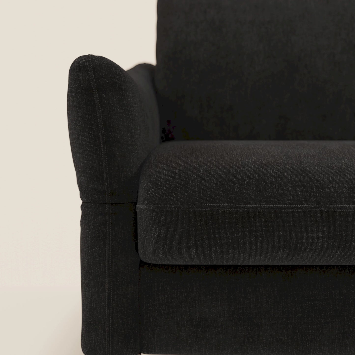 Dalia divano letto angolare con materasso alto 18 cm piedini alti e penisola contenitore in tessuto smacchiabile T17 nero