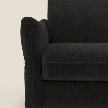 Dalia divano letto angolare con materasso alto 18 cm piedini alti e penisola contenitore in tessuto smacchiabile T17 nero