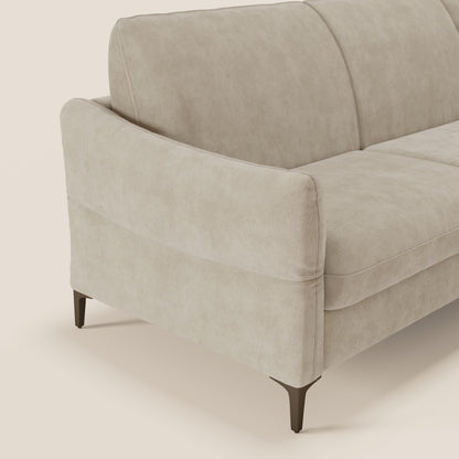 Dalia divano letto angolare con materasso alto 18 cm piedini alti e penisola contenitore in tessuto smacchiabile T17 panna