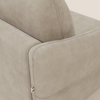 Dalia divano letto angolare con materasso alto 18 cm piedini alti e penisola contenitore in tessuto smacchiabile T17 panna