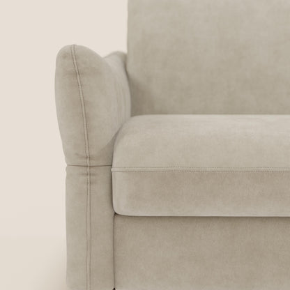 Dalia divano letto angolare con materasso alto 18 cm piedini alti e penisola contenitore in tessuto smacchiabile T17 panna