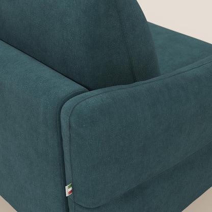 Dalia divano letto angolare con materasso alto 18 cm piedini alti e penisola contenitore in tessuto smacchiabile T17 petrolio